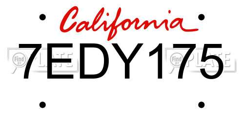 7EDY175 California License Plate