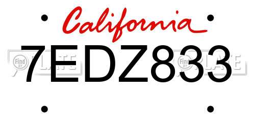7EDZ833 California License Plate