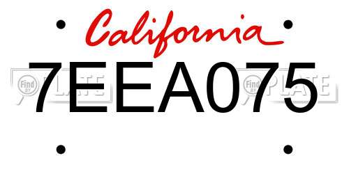 7EEA075 California License Plate