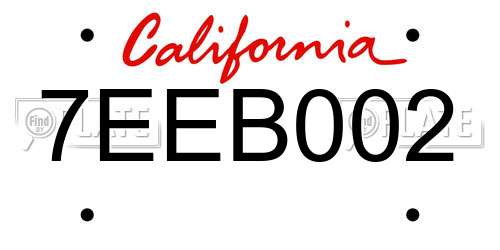 7EEB002 California License Plate