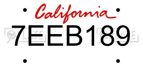 7EEB189 California License Plate