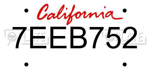 7EEB752 California License Plate