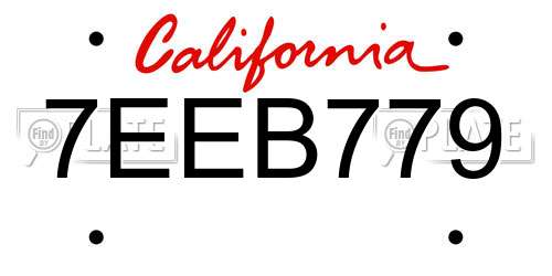 7EEB779 California License Plate