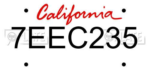 7EEC235 California License Plate