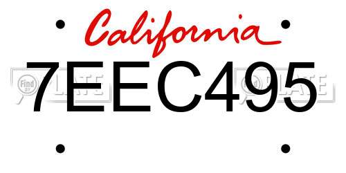 7EEC495 California License Plate