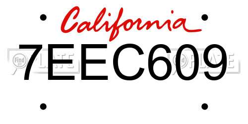 7EEC609 California License Plate