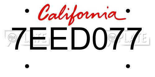 7EED077 California License Plate