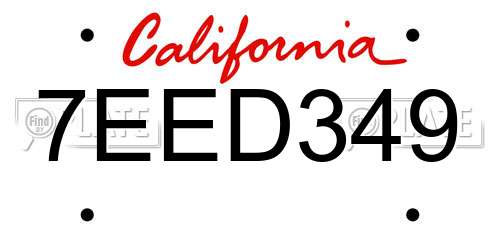 7EED349 California License Plate