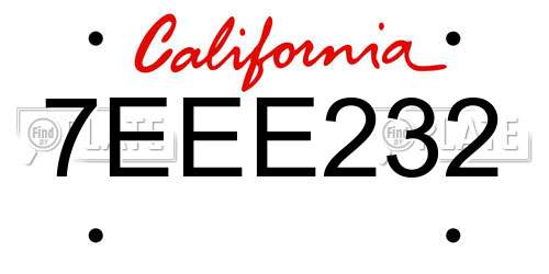 7EEE232 California License Plate