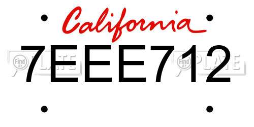 7EEE712 California License Plate