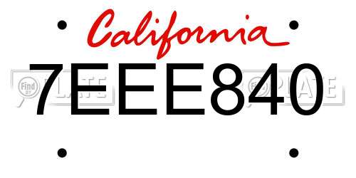 7EEE840 California License Plate