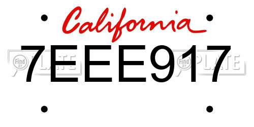 7EEE917 California License Plate