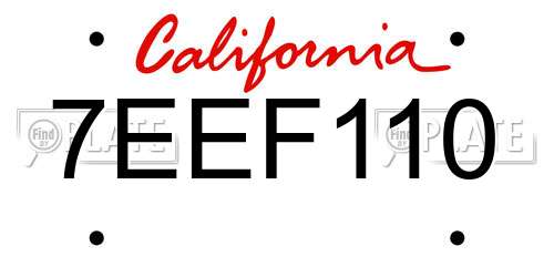 7EEF110 California License Plate