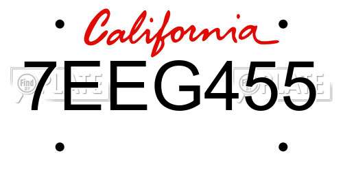 7EEG455 California License Plate