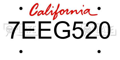 7EEG520 California License Plate