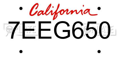 7EEG650 California License Plate