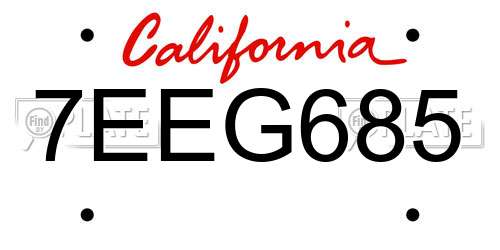 7EEG685 California License Plate