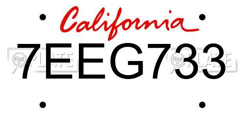 7EEG733 California License Plate