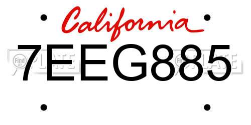 7EEG885 California License Plate