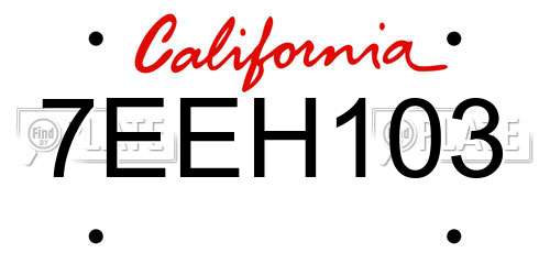 7EEH103 California License Plate
