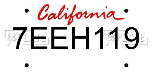 7EEH119 California License Plate