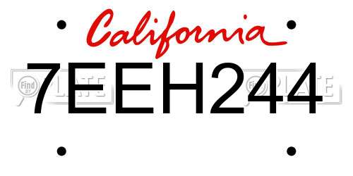 7EEH244 California License Plate
