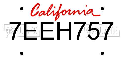7EEH757 California License Plate