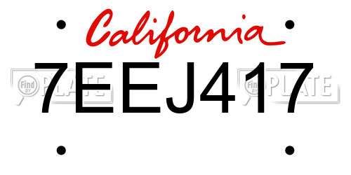 7EEJ417 California License Plate