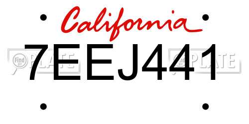 7EEJ441 California License Plate