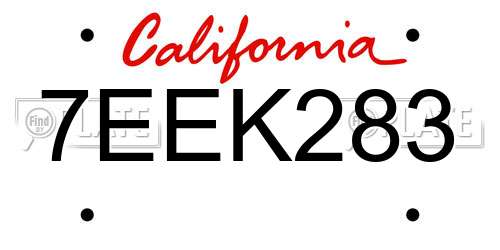 7EEK283 California License Plate