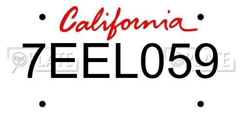 7EEL059 California License Plate