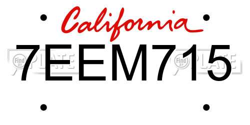 7EEM715 California License Plate