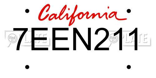7EEN211 California License Plate