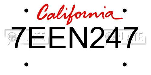 7EEN247 California License Plate