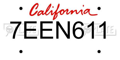 7EEN611 California License Plate