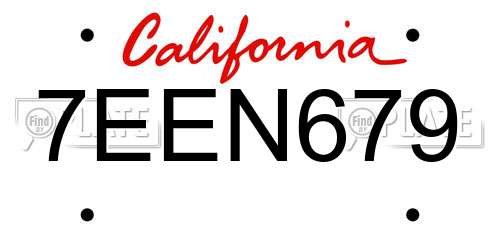7EEN679 California License Plate