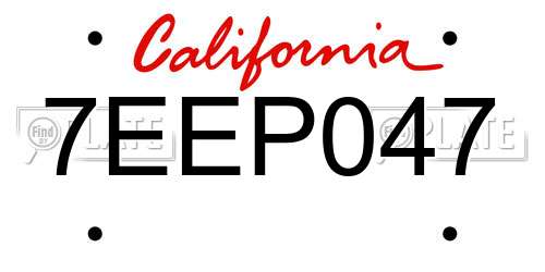 7EEP047 California License Plate