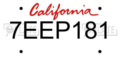 7EEP181 California License Plate