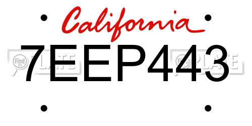 7EEP443 California License Plate
