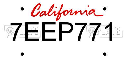 7EEP771 California License Plate