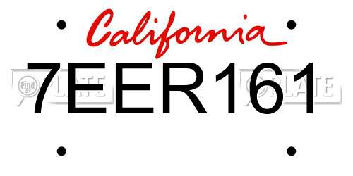 7EER161 California License Plate