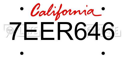 7EER646 California License Plate
