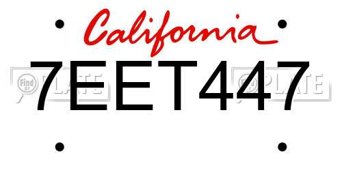 7EET447 California License Plate