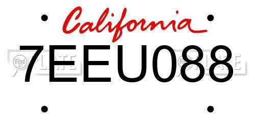 7EEU088 California License Plate