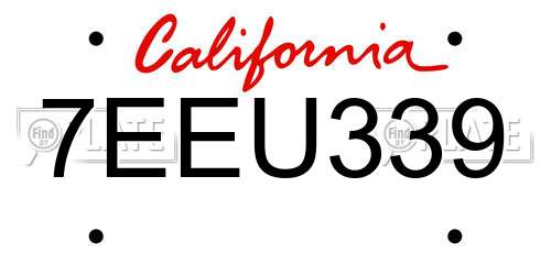 7EEU339 California License Plate