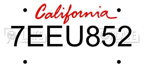 7EEU852 California License Plate