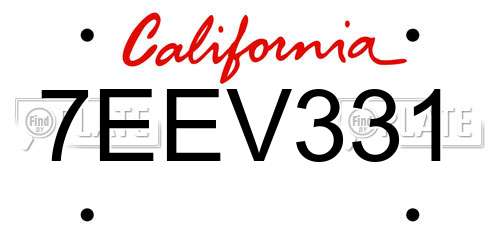 7EEV331 California License Plate