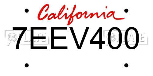 7EEV400 California License Plate