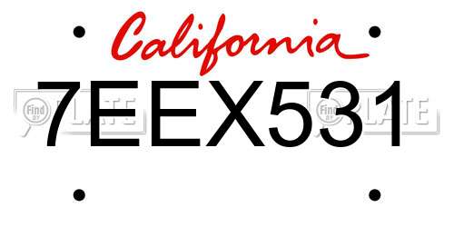 7EEX531 California License Plate