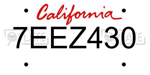 7EEZ430 California License Plate
